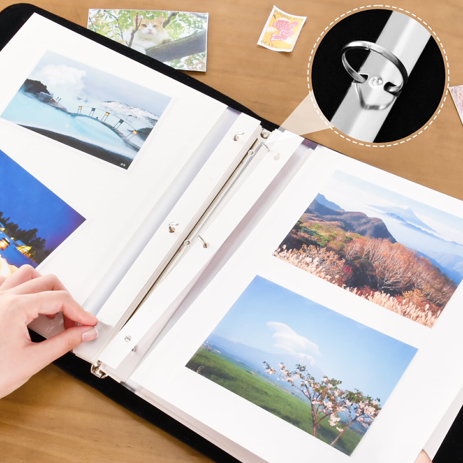 iauyy PU Leather Scrapbook Album | Expandable Binder with 20 Self-Adhesive Pages (11.8x24in)，Orange