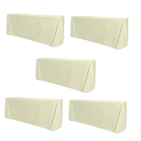 Ivory Polyester Rectangle Tablecloth 90" x 132" 190gsm - 5-Pack by Chivari