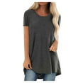 thumbnail image 4 of Savings Clearance 2025! asdoklhq Womens Plus Size Clearance $5,Women Plus Size Round Neck Short Sleeved Long T-Shirt Blouse, 4 of 8