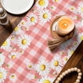 thumbnail image 3 of Spring White Daisy Table Runner 70 Inches, Farmhouse Floral Pink Buffalo Plaid Bed Runner Dresser Scarves Tabletop for Indoor Outdoor Parties/Ceremony/Banquet, 13" x 70", 3 of 9