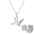 thumbnail image 1 of Juwaliy Collar con Dije de Inicial para Mujer Letra M 925 Plata de Ley Alfabeto Personalizado Nombre con Brillo Dije de Monograma Joyería Regalo para Madre Esposa Hija, 1 of 9