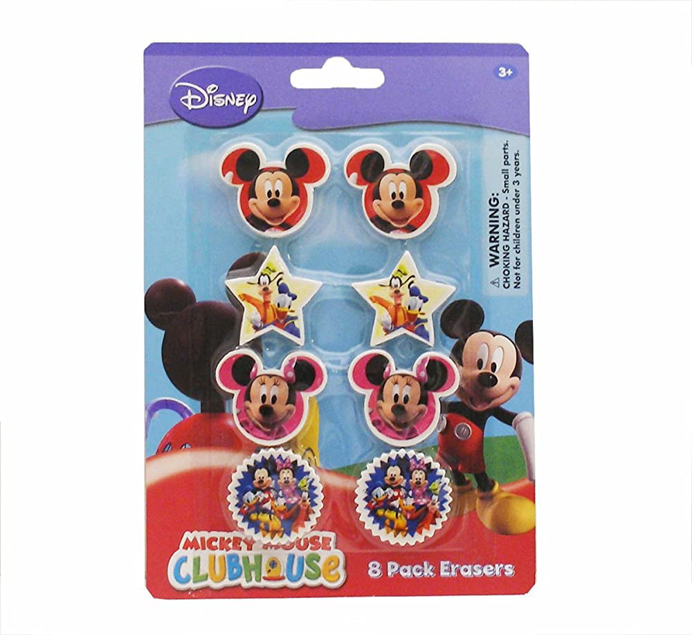 Licensed Mickey Clubhouse 8pk Shaped Erasers on Gift Card Set 