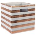 thumbnail image 1 of Design Imports CAMZ37914 Cube de Rangement Carré en Polyester à Rayures 13 x 13 x 13 Po & Cuivre, 1 of 1