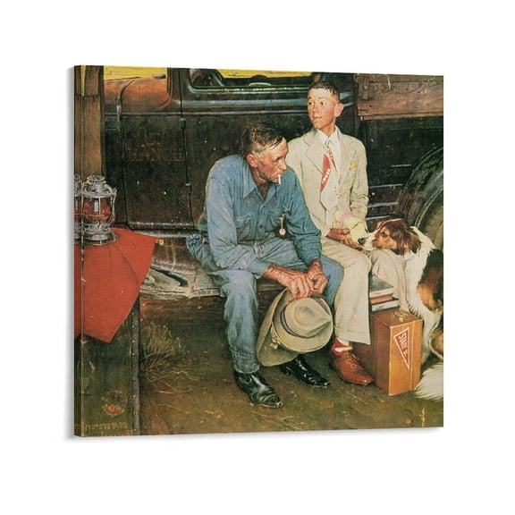 Norman Rockwells Breaking Home Ties (1954) Canvas Painting Wall-Art Decorative Picture Prints Modern Decor