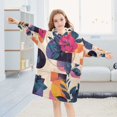 thumbnail image 5 of FORMRS Wearable Blanket Hoodie with Sleeves for Kids Cozy Flannel Sweatshirt, Flowers Pattern Style, 5 of 7