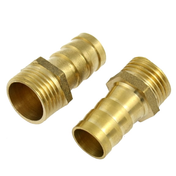 Unique Bargains 5/8" Inside Dia Hose 1/2" PT Thread Brass Straight Barb Barbed Connector 2 Pcs