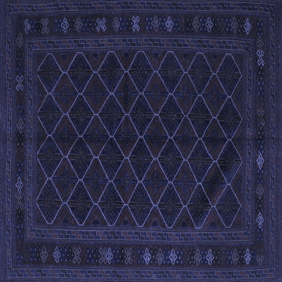Ahgly Company Indoor Square Southwestern Blue Country Area Rugs, 8' Square