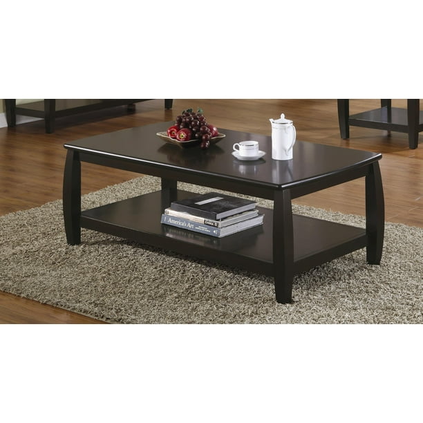 Coaster Wood Top Espresso Coffee Table with 1 Shelf