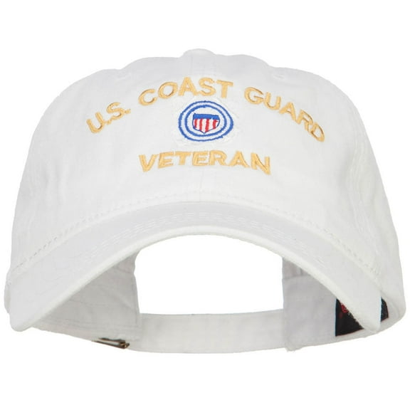 US Coast Guard Veteran Embroidered Washed Cap - White OSFM