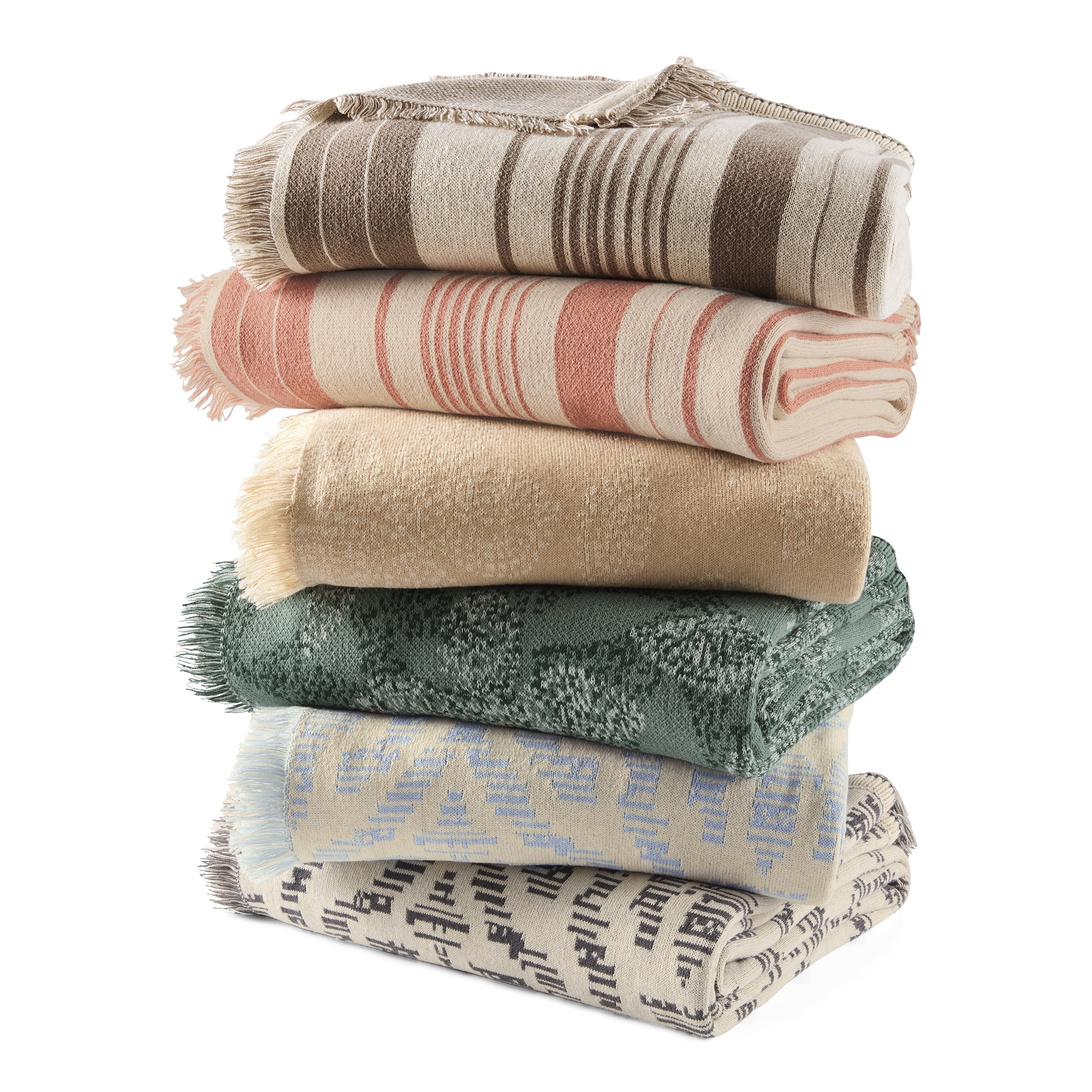 Mainstays Rustic Designs Vanilla Dream Dot Botanical Cotton Blend Jacquard Knit Tapestry Throw, 50" x 60"  (图5)