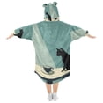 thumbnail image 2 of FORMRS Wearable Blanket Hoodie with Sleeves for Kids Cozy Flannel Sweatshirt, Black Cat, 2 of 7