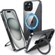 thumbnail image 1 of wonima44 Magnetic Case for iPhone 15 - [Built-in Invisible Stand] [Compatible with MagSafe] [Military Grade Drop Protection] Anti-Yellowing Hard Back Silicone Edge Cover, 6.1", Clear Black, 1 of 1