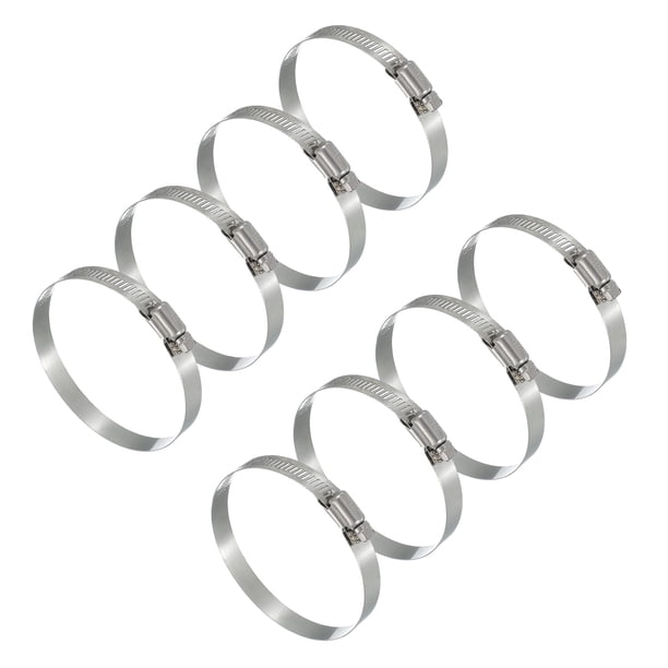 Uxcell 8 Pcs Abrazaderas de Manguera, 2.8-3.7 Pulgadas Abrazadera de Manguera Ajustable de Acero Inoxidable 304 para Fontanería Automotriz, Abrazaderas de Tubería de Línea de Combustible, Plateado