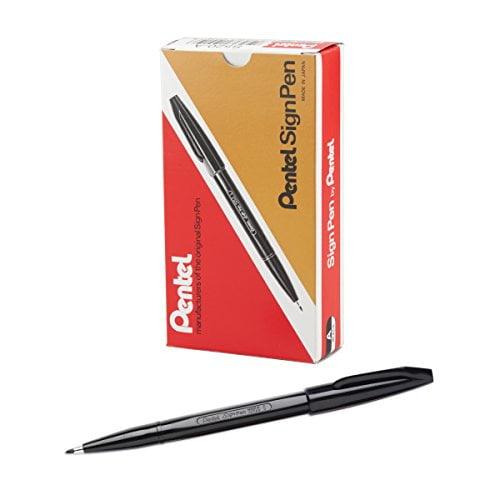Pentel Blue Original Sign Pen S520 Fibre Tip Marker Pens Colour Fineliner 2mm Nib 1mm Line Width Pack of 3