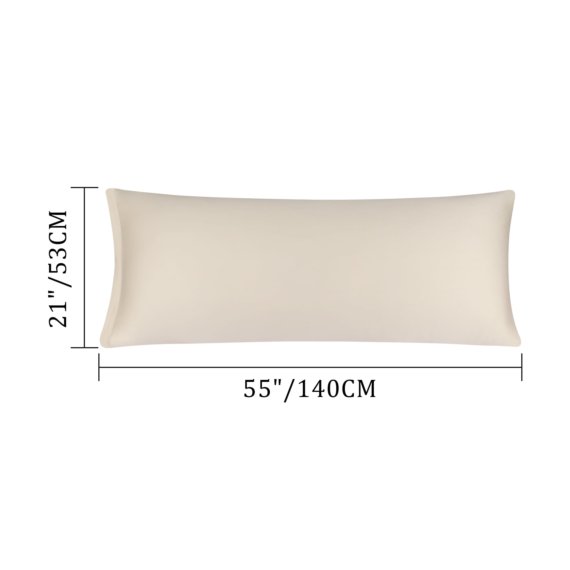 Unique Bargains Egyptian Cotton Zipper Long Body Pillow Cover Beige 21" x 55"