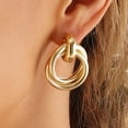 thumbnail image 2 of Chunky Gold Knot Statement Earrings for Women Lightweight Minimalist Geometric Hoop Earrings Vintage Twisted Post Stud Earrings Dainty Jewelry Gifts, 2 of 14