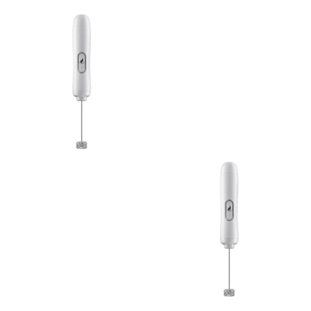 Matsuzay Espumador de leche eléctrico de mano alimentado por batería de bajo ruido 14000RPM hogar cocina batidor de huevos accesorios blanco Blanco 2Conjunto