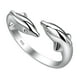 thumbnail image 1 of Anillo abierto con diseño de delfines dobles, anillo creativo para el dedo, anillo de moda, joyería para el dedo, plata, 1 of 8