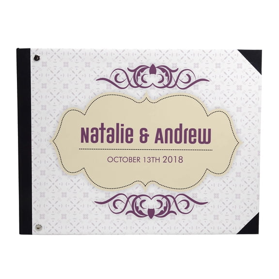 Darling Souvenir White Geometric Printed Hardbound Cover Guestbook For Wedding Guest Sign In Book Registry-7 x 9 Inches