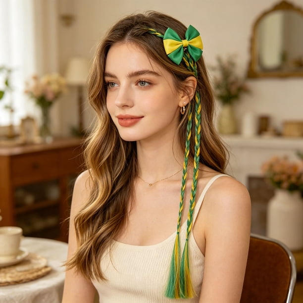 Kids Flag Color Hair Braid Clips Cute Bow Hair Accessories For Girls