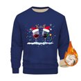 thumbnail image 1 of Blusas y camisas de cuello redondo y manga larga para hombre, blusa de poliéster con estampado navideño de copa de vino y terciopelo., 1 of 6