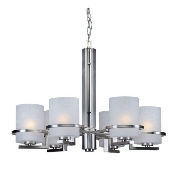 2405-06-55-Forte Lighting-Halo - 6 Light Chandelier-20.5 Inches Tall and 27.5 Inches Wide-Brushed Nickel Finish    -Traditional Installation
