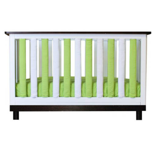 PURE SAFETY Vertical Crib Liners in Lime & White Reversible Cotton