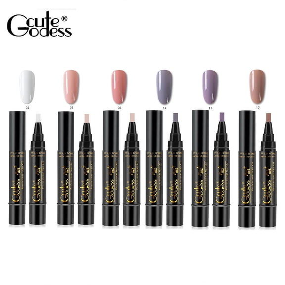 Gel Nail Polish Pen 6pcs One Step Nail Gel Pen 3 in 1 Soak Off UV LED Lamp Available Nail Art Tools
