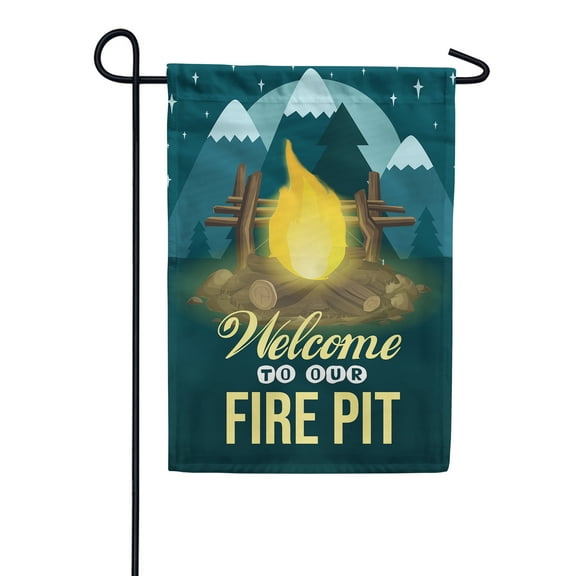America Forever Winter Campfire Double Sided Garden Flag, 12.5 x 18 inch, Welcome Fire Pit Mountain Scene, Outdoor Camping Decor, Seasonal Winter Yard Banner