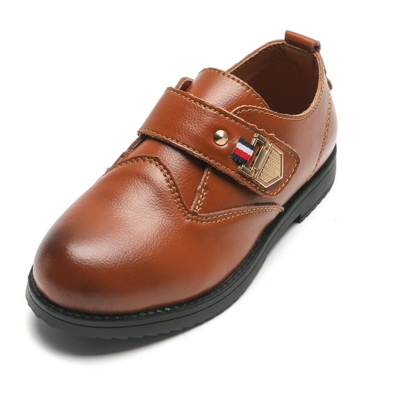DADAWEN Boys School Uniform Dress Shoes Loafer Oxford Shoes Slip-on Brown 2 Little Kid