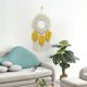 thumbnail image 3 of Tapiz elegante para colgar en la pared, estilo bohemio, adorno de algodón con borlas decorativas de macramé. Amarillo, 3 of 7