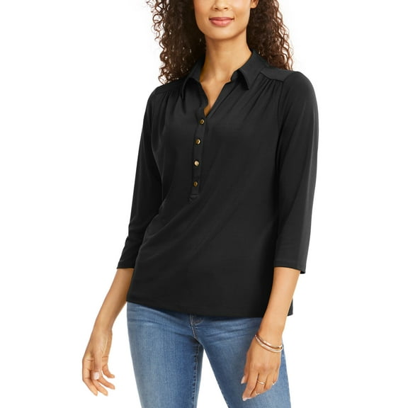 Women's Black Collared Shirts
