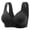 Black, variant on Women's Front Side Buckle Lace Edge Non-Wired Seamless Gathering Bra for Yoga/Sleep - Plus Sizes, Casual/Sexy Style, All Seasons - Nylon/Spandex, Sizes 36-46