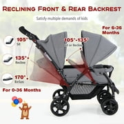 Costway Double Stroller Foldable Baby Twin Lightweight Travel Stroller Infant Pushchair Grey