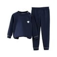 thumbnail image 3 of Swuxness Toddler Pajama Long Sleeve Two Piece Sets, Fall Outfit Sets for Kids, Small and Medium Children's Casual Clothes Sweatshirt Two Piece Set Dark Blue, 9 Months, 3 of 4