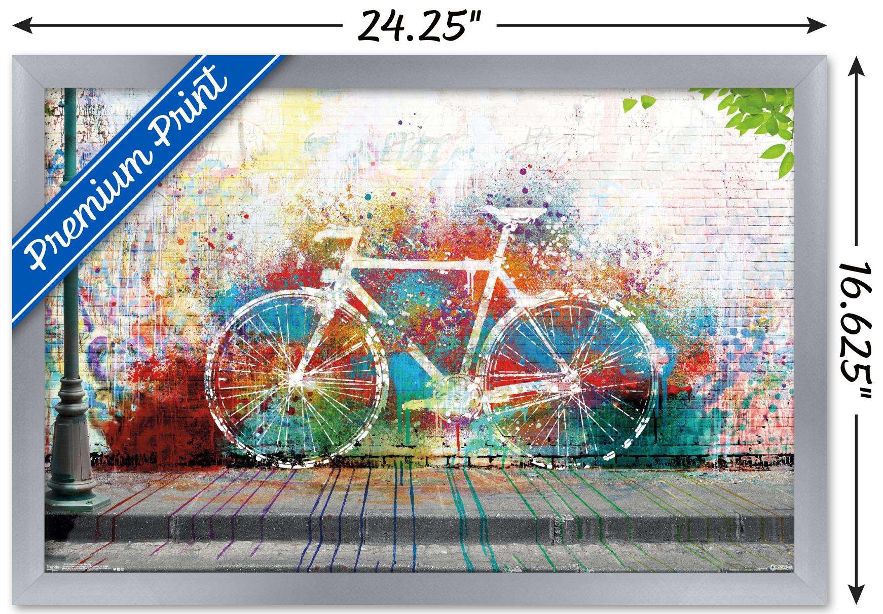 Ghost Bike Wall Poster, 14.725" x 22.375", Framed