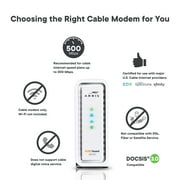 ARRIS SURFboard (16x4) DOCSIS 3.0 Cable Modem. Approved for XFINITY Comcast, Cox, Charter and most other Cable Internet providers for plans up to 300 Mbps (SB6183), White