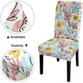 thumbnail image 3 of Watercolor Chair Covers Pattern Pink and Yellow Flowers and Green Leaves Chair Covers Set of 4 Stretch Removable Washable Slipcovers for Dining Room Hotel Kitchen, 3 of 6
