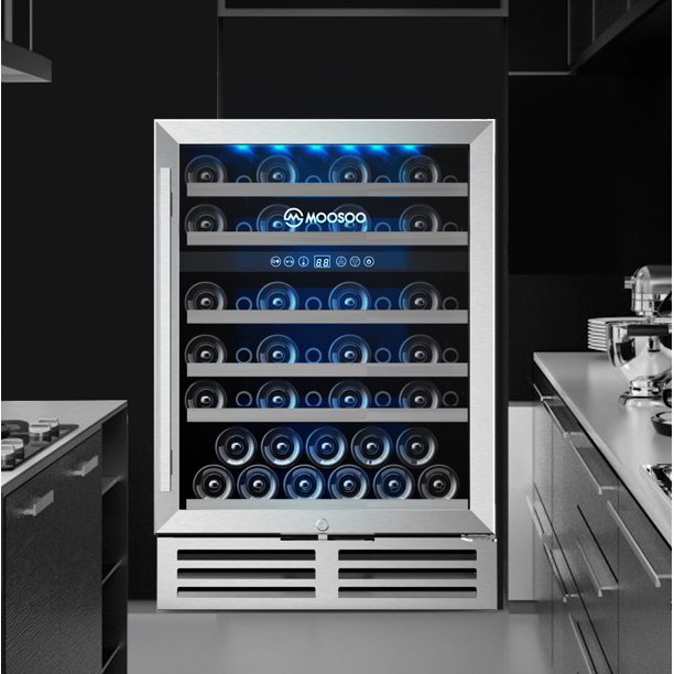 24 Inch Wine Cooler, 51 Bottle Wine Fridge with Locks Temperature