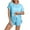 Blue, variant on DAKIMOE Silk Satin Pajama Set for Women 2 Piece Lounge Pjs Shorts Matching Summer Soft Sleepwear