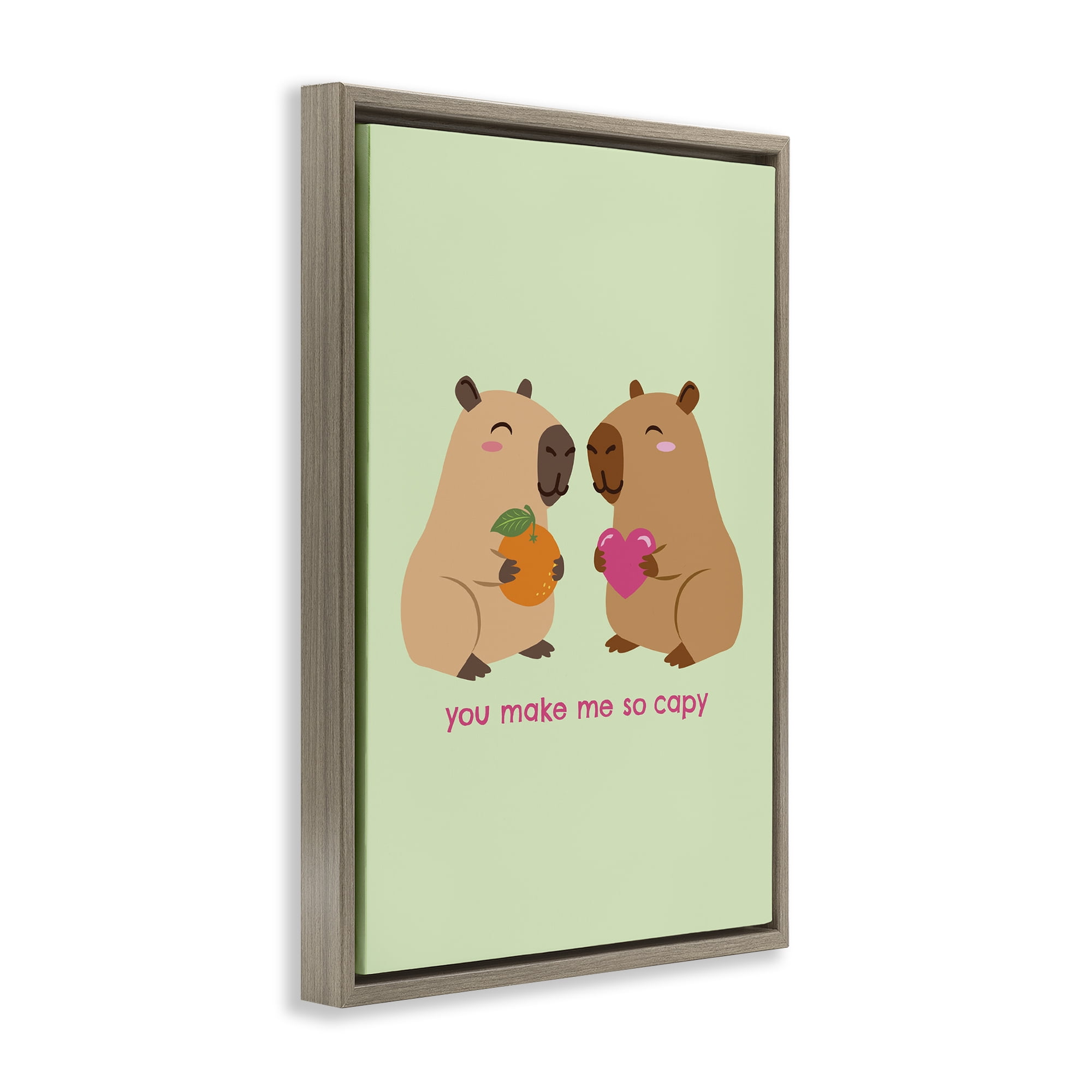 You Make Me So Capy Brown Framed Floater Canvas Wall Art, design by Emily Dumas