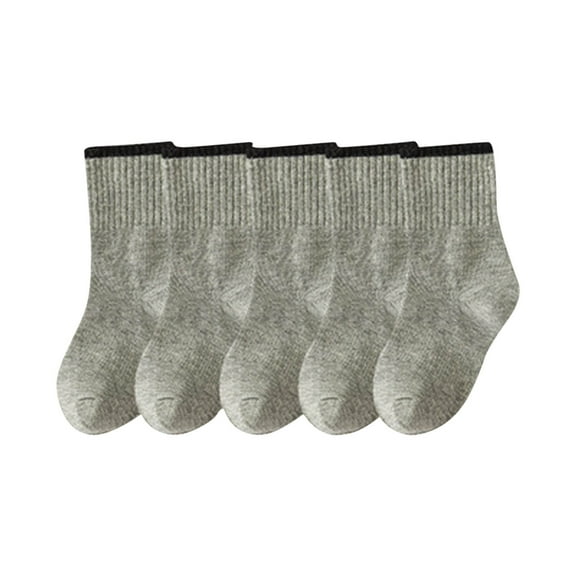 Odeerbi 5 PCS Mid-Calf Cotton Socks for Toddler Boys Girls Cute Soft Crew Socks Student Children's Solid Color Mid Length Tube Socks Sports Socks