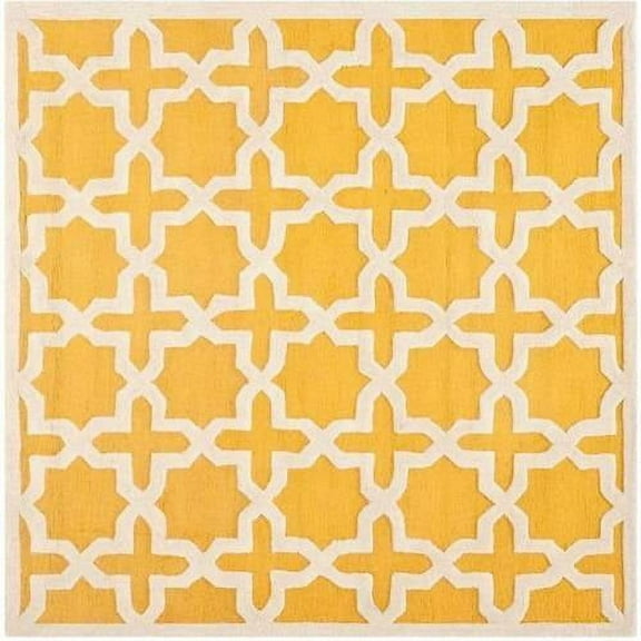 SAFAVIEH Cambridge Liz Geometric Wool Area Rug, Gold/Ivory, 8' x 8' Square