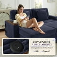 thumbnail image 5 of Muumblus L-Shaped Sectional Sofa with Storage Ottoman, Corduroy Cloud Couch with Bluetooth Speaker & Side Table, Modern Living Room Furniture, Gray, 5 of 10