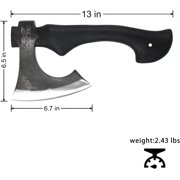 JXE JXO 13 Camping Hatchet, 1065 High Manganese Steel Axe with Hickory Handle and Leather Sheath, Compact Outdoor Tool