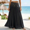 thumbnail image 2 of CAIXIA Black Mini Skirts for Women Straight Solid Color Soft & Lightweigh Women's Chiffon Elastic Waist Pleated Flared Maxi Skirts, 2 of 6