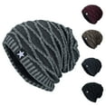 thumbnail image 2 of Xfvqtps Mens Beanie Slouchy Star Print Knitting Crochet Thick Stripes Sport Style Vintage Stretch Windproof Coldproof Outdoor Fall Winter Warm Soft Skull Cap Khaki, 2 of 3