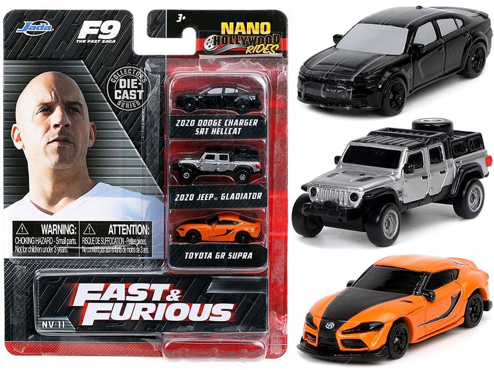 Jada Toys Fast & Furious Nano Cars – 3er Pack Mit Lykan Hypersport, Dodge Ice Charger & Toyota Supra