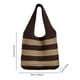 thumbnail image 2 of Bolso tejido a rayas para mujer, bolso calado de Color en contraste, bolso de verano marrón, 2 of 9