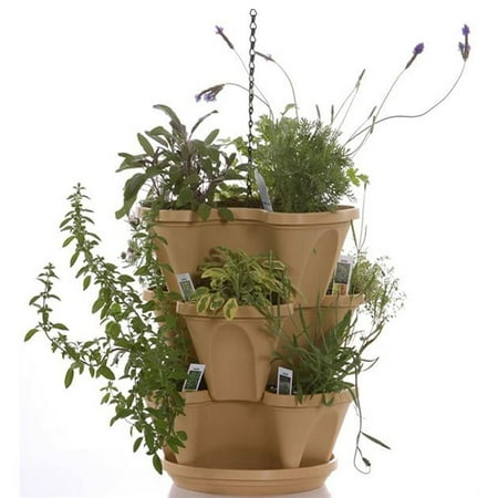 Patio Flower Ideas Mini-Garden Stacker- Stackable/Hangable All Season Self-Watering Planter- Indoor/Outdoor Stacking Flower Pot- Great Gardening Gift Idea - Color: Tuscany, Holds.., By Living Whole Foods Ship from US ()